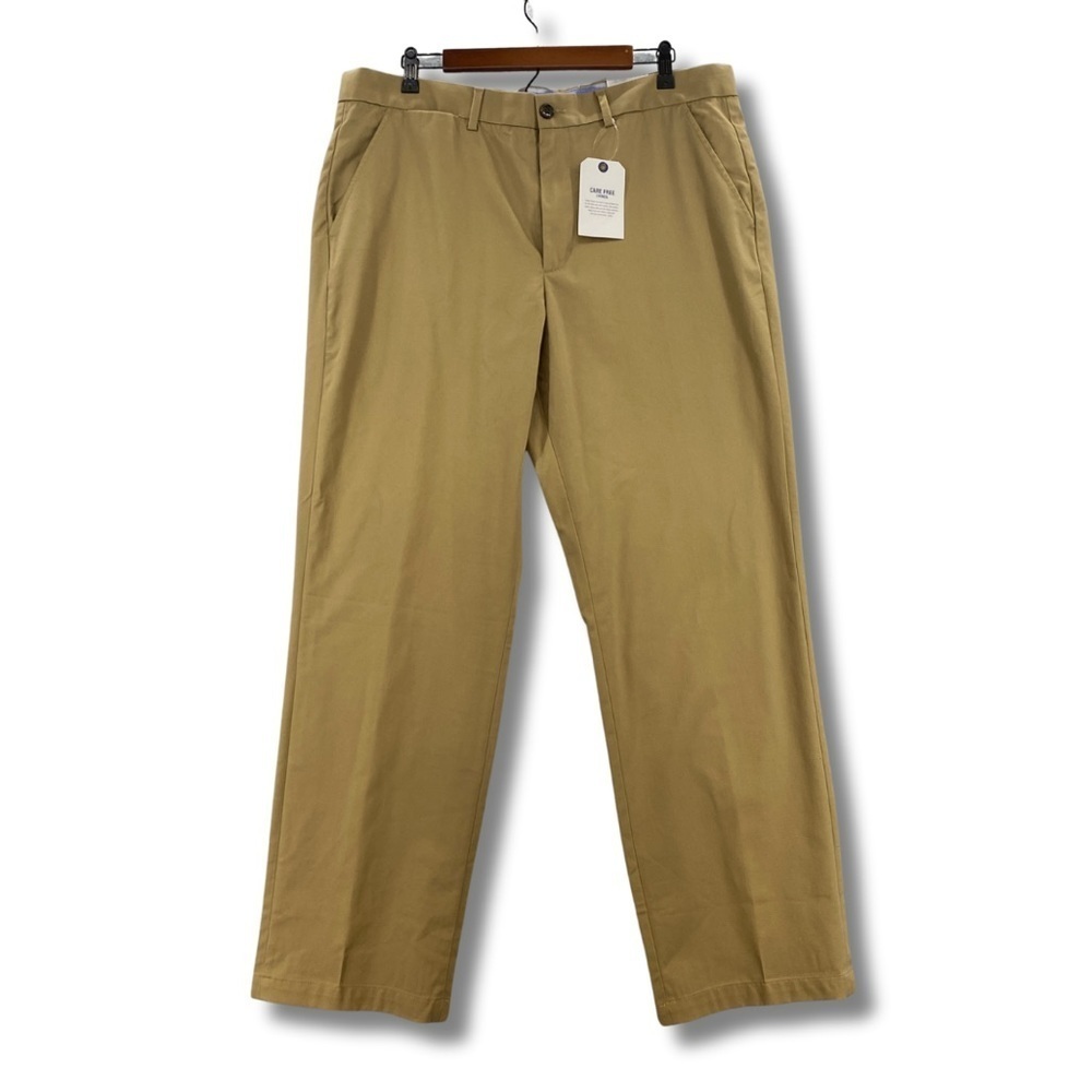 NWT Lands End Men’s Tan Chino Khaki Pants Traditional Fit Size 38 x 32 NEW!